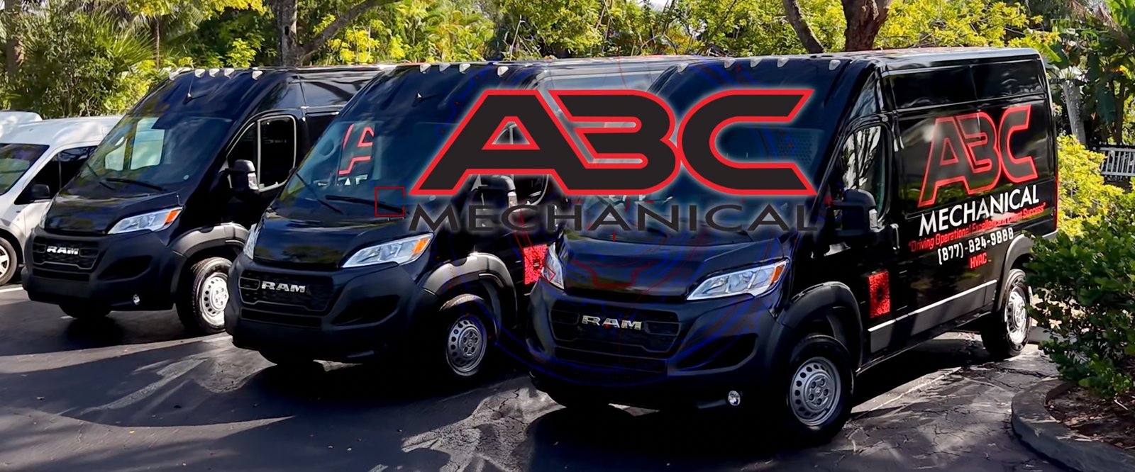 ABC Mechanical fleet — branded RAM ProMaster service vans