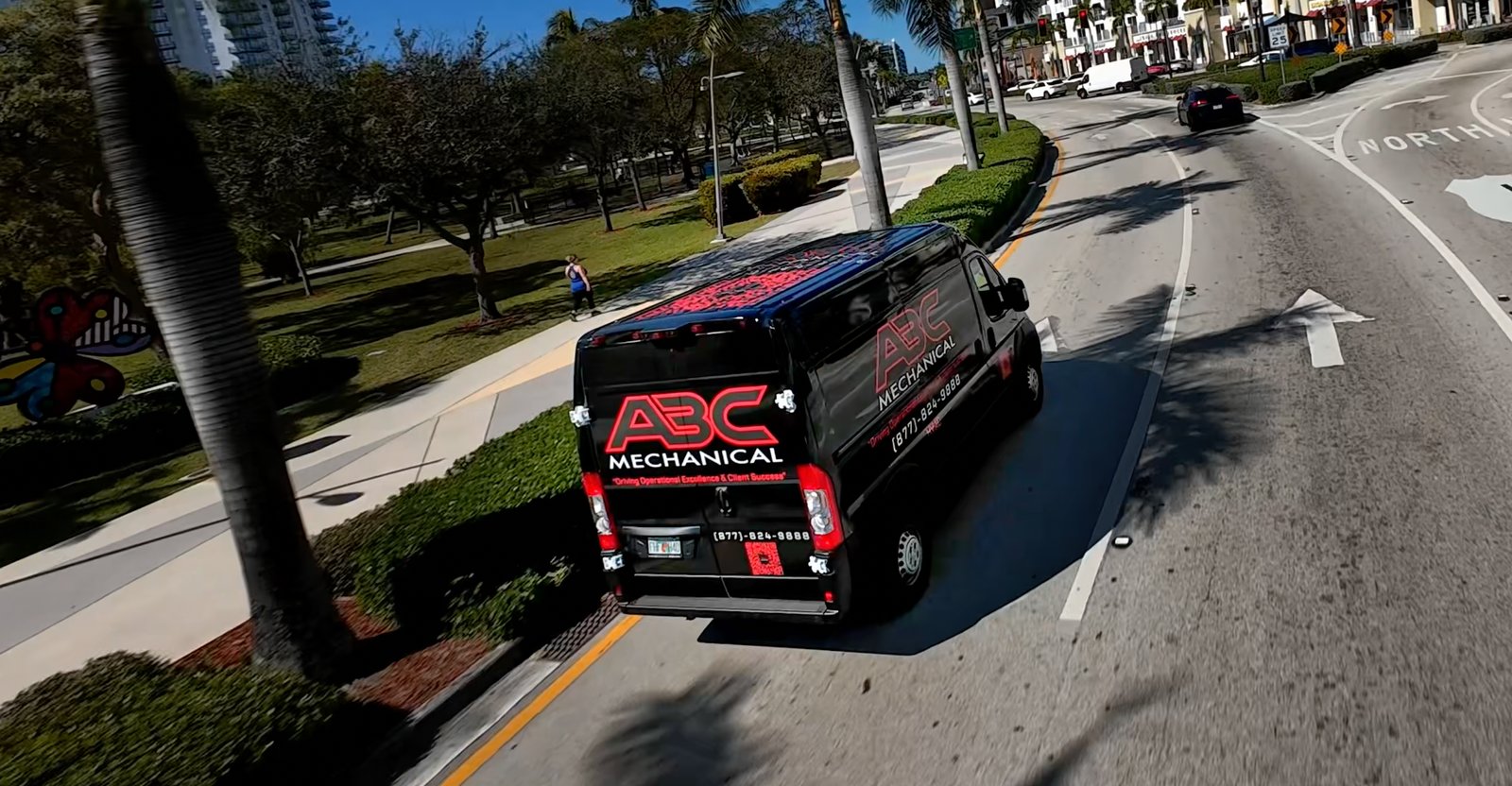 ABC Mechanical service van rolling South Florida street